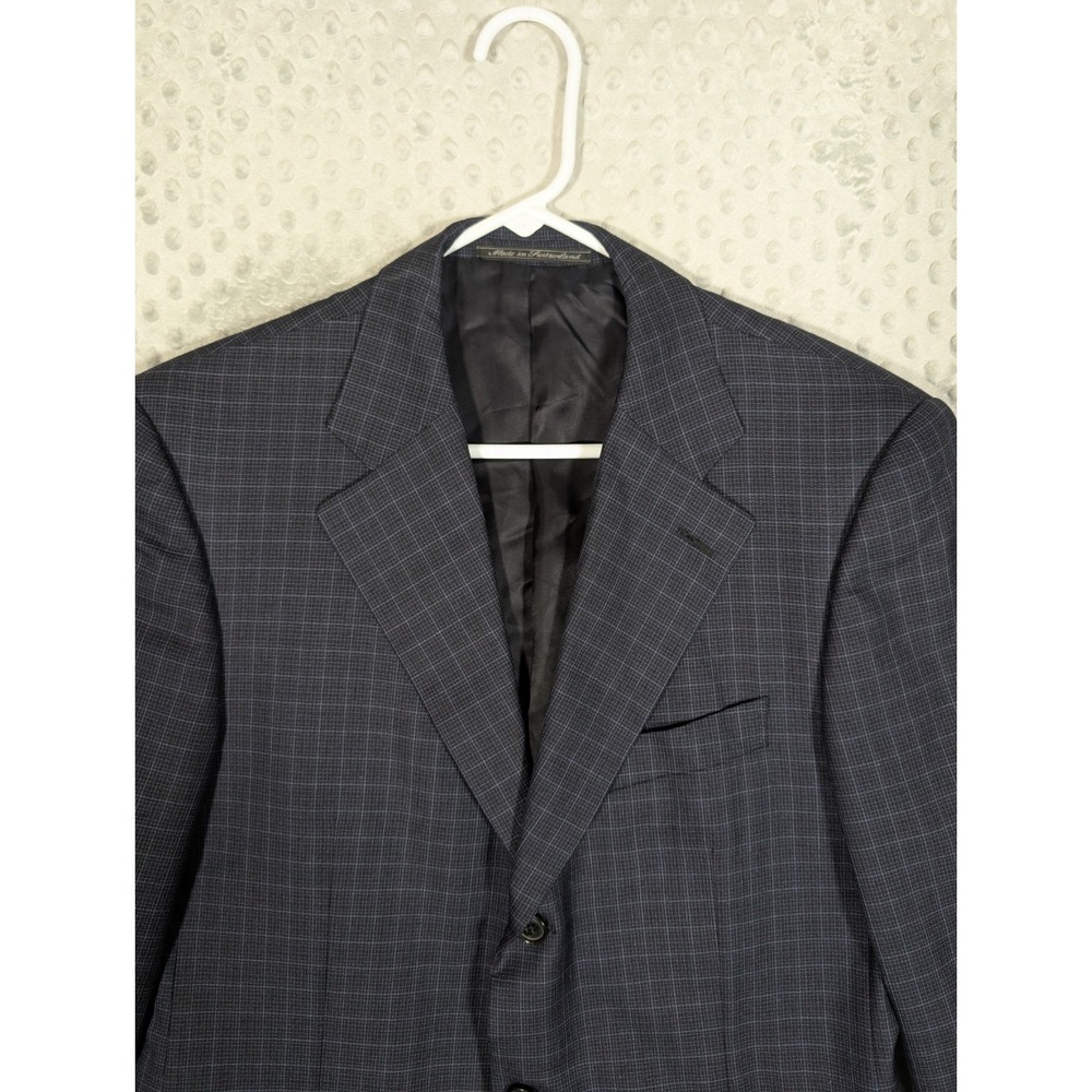 Ermenegildo Zegna Wool Blazer Men's 38R Saks Fifth Avenue Check Navy Jacket - Picture 4 of 16